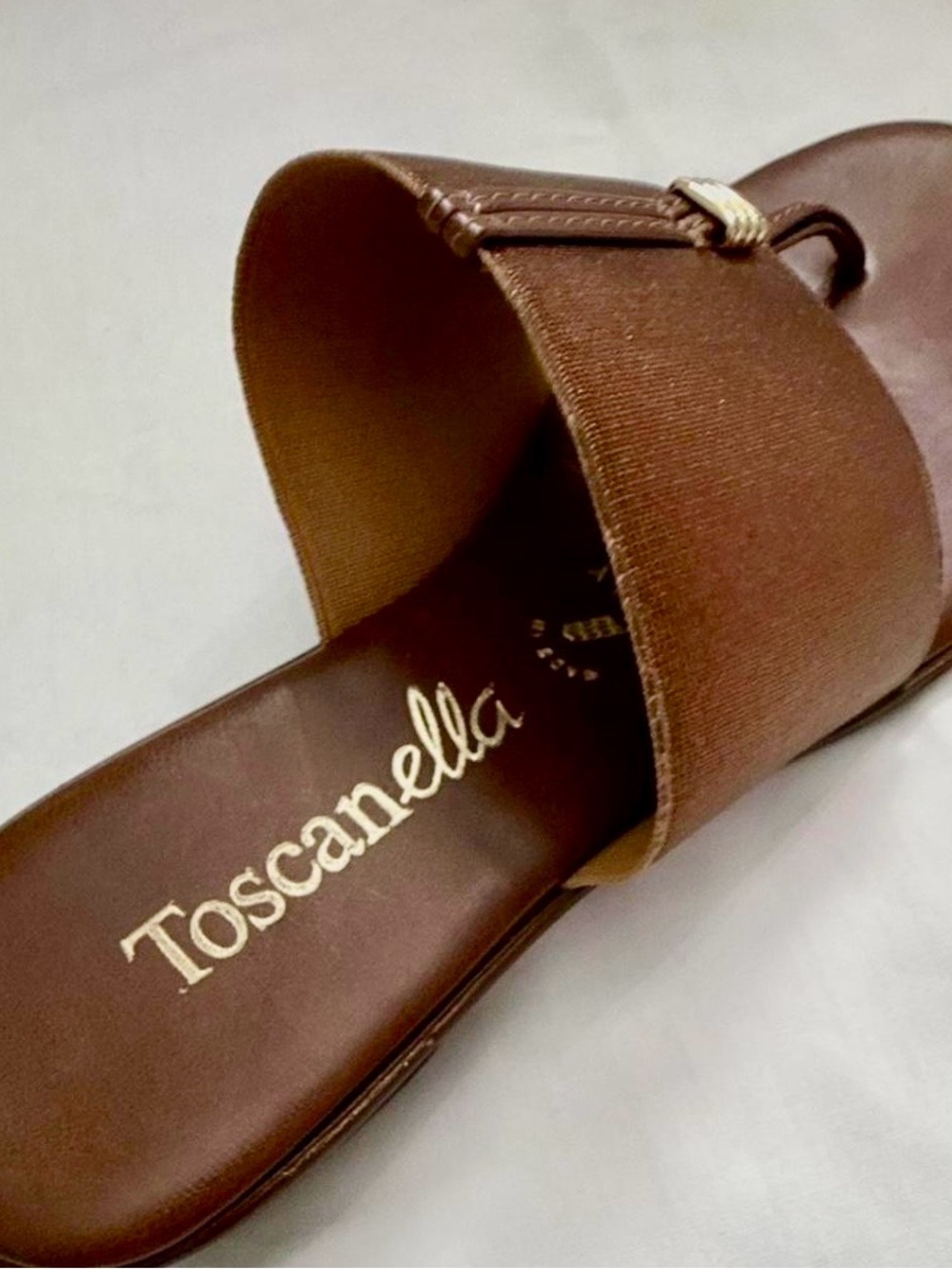 Brown Leather Toe-Post Slide Sandals - Women size 7 Italy - Picture 3 of 5